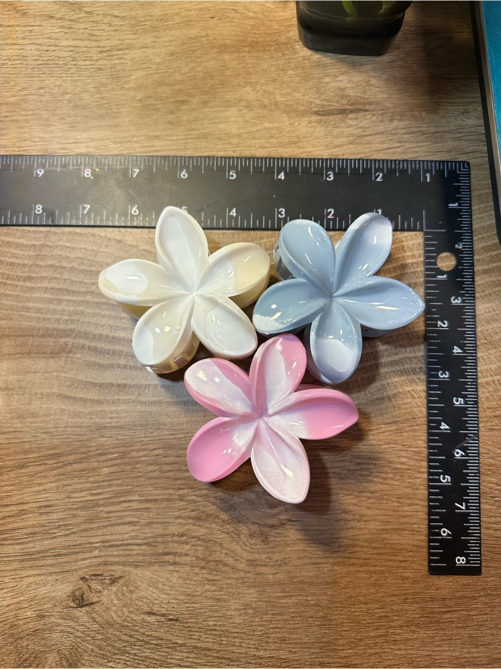 Hairclips Flower Set - Pink, Blue, Cream - Unbranded